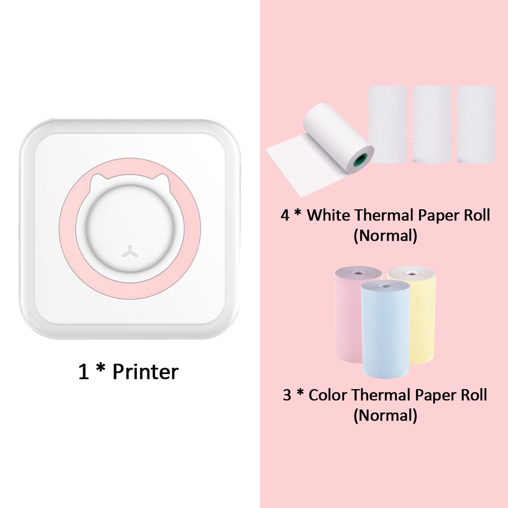 VIP LINK Pocket Thermal Printer Portable 200dpi Photo Label Memo List Printing Wireless Printer: Pink Set 3