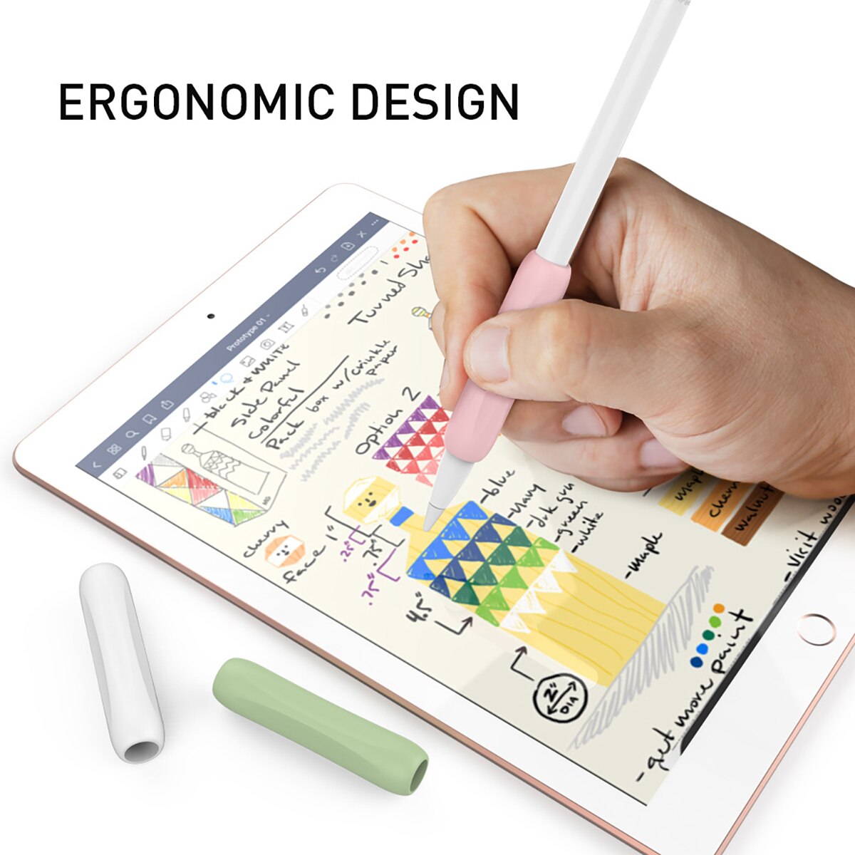 Siliconen Ergonomische Grip Case Stylus Cover Beschermhoes Wrap Voor Ipencil 1/2 Voor Ipad Shockproof Anti-Kras Non Slip cover