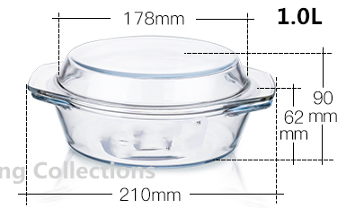 0.65/1/1.4l varmebestandigt hærdet glasskål husholdning gennemsigtig mikrobølgeovn med låg dobbeltører dampende suppeskål: 1.0l