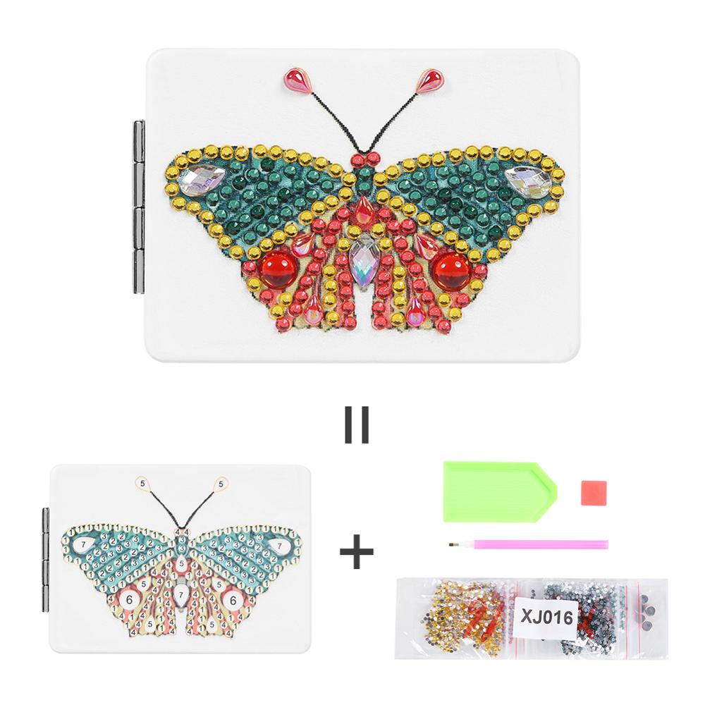 Espelho de maquiagem de viagem conjunto mini espelho cosmético borboleta/coração diy pintura diamante em forma especial compõem espelhos