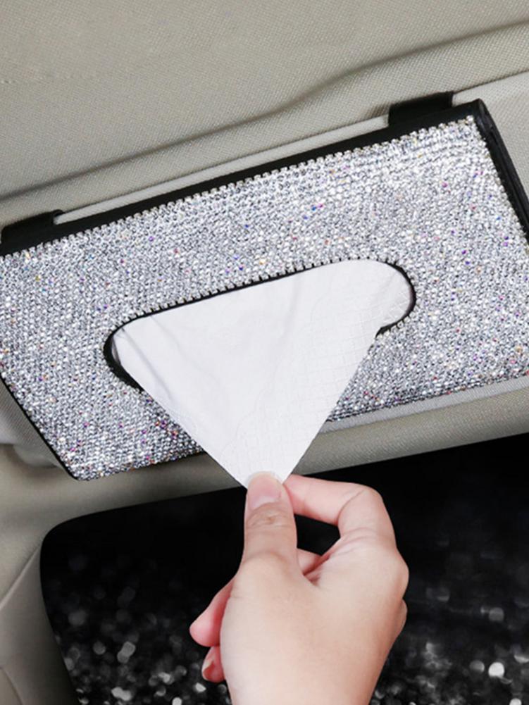 Tissue Auto Doos Zonneklep Diamant Lederen Auto Tissue Papier Houder Case Zonneklep Opknoping Servet Interieur Auto Accessoires