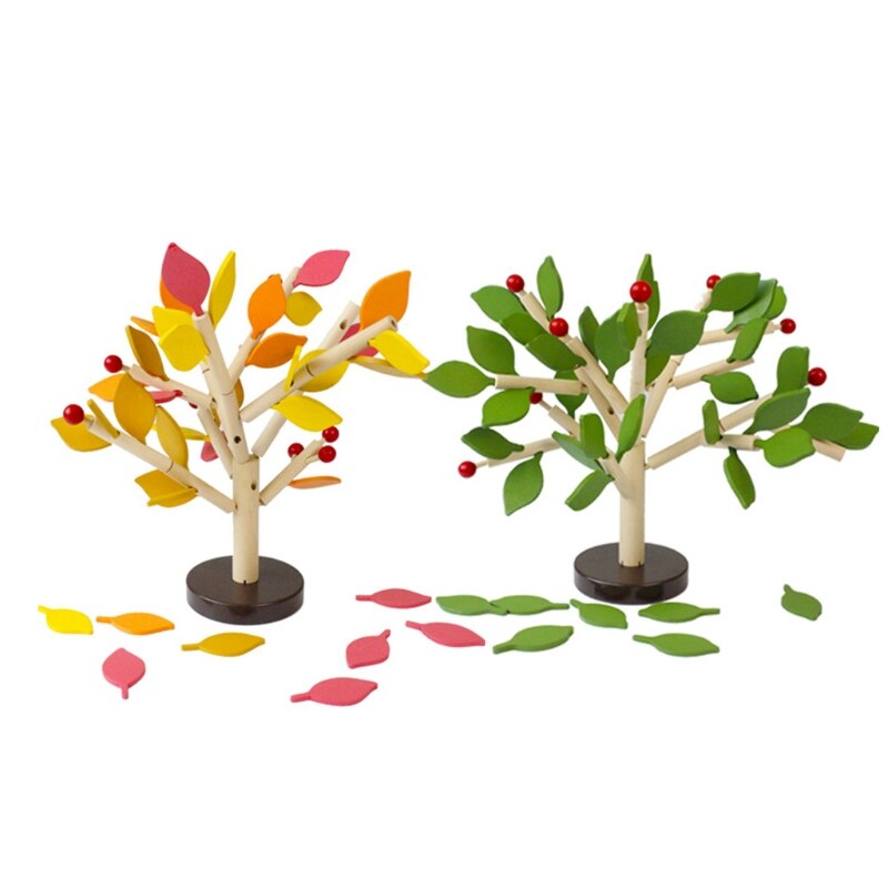 77HD Brain Game Wooden Blocks Toy Inserting Leaves Educational Play Preschool Table Toy Best