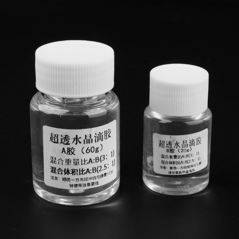 2 uds Ultra transparente AB cristal pegamento dos componentes resina epoxi sellador secado rápido 60g 20g