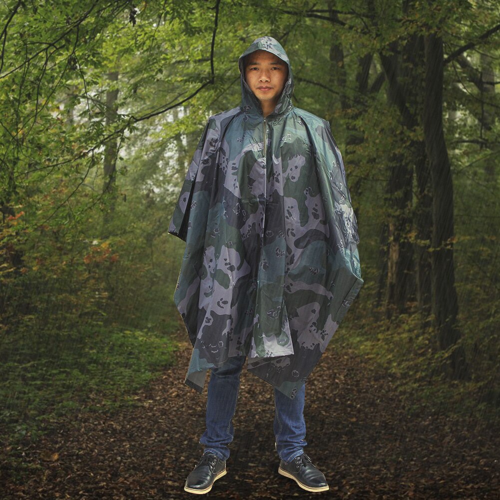 3 in 1 Raincoat Backpack Rain Cover Rain Coat Hood Hiking Cycling Rain Cover Poncho Waterproof Tent Outdoor Camping Tent Mat