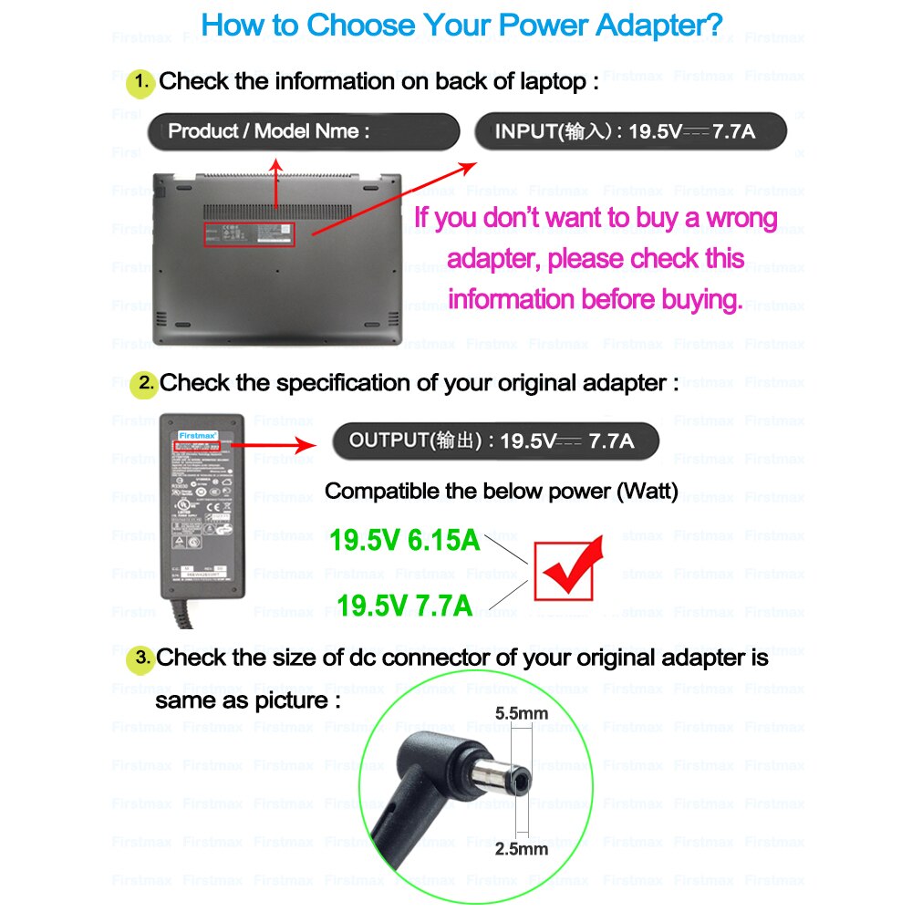 Schlankes laptop-ladegerät 19.5v 7.7a 19v 7.9a netzteil für msi  ge62 ms-16 j 1 ms-16 j 4 ms-16 j 5 ge63 7rd ge72vr 7rf gs73 7re