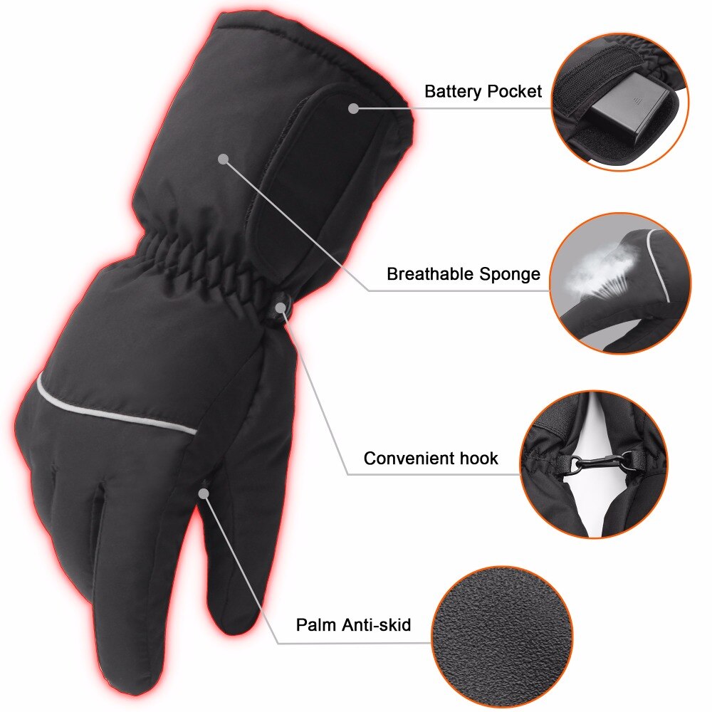 4.5V Elektrische Verwarming Handschoenen Aangedreven Verwarmde Handschoenen voor Carbon Fiber Mannen en Vrouwen Winter Outdoor Motorcycle Verwarmde Handschoenen