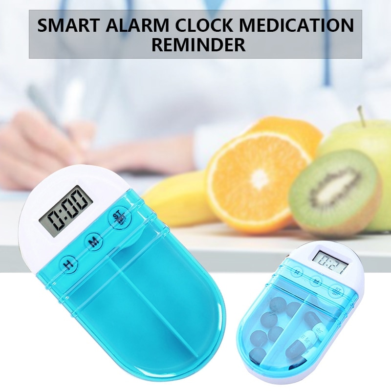 Lcd digitala 2 nät elektriska medicin piller fall låda tablett fall behållare arrangör dispenser med alarm timer påminnelse