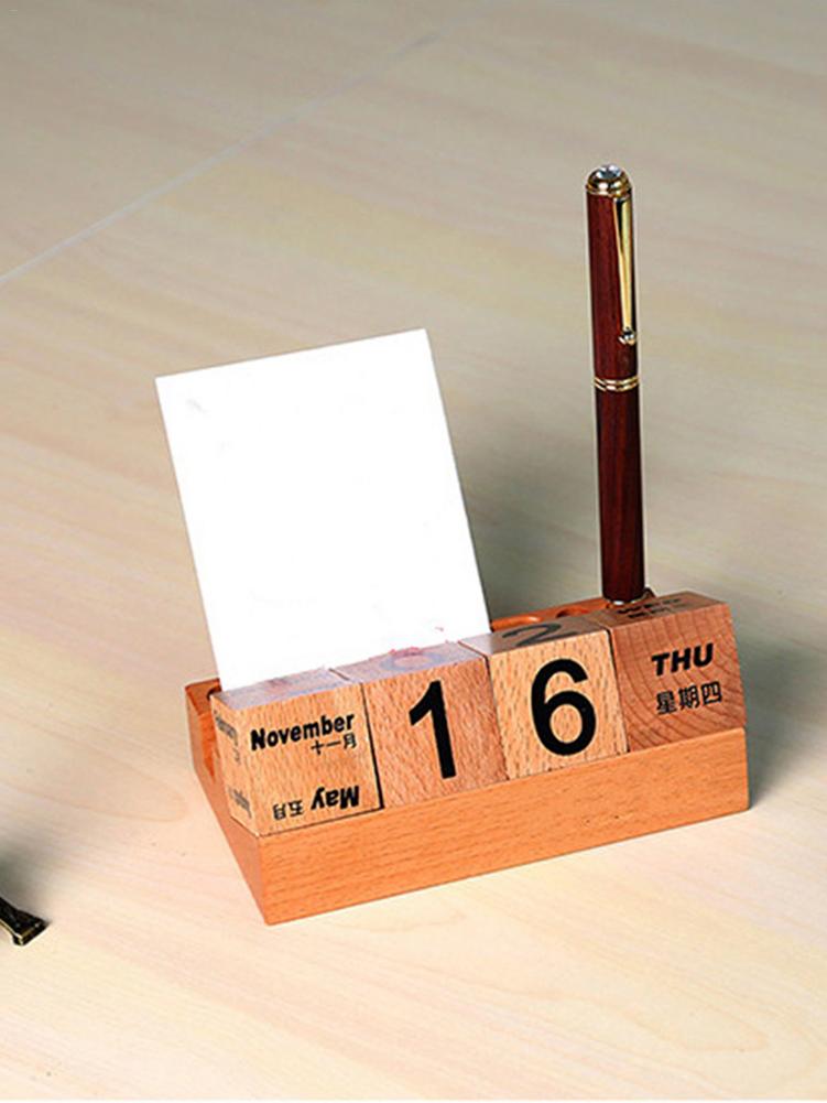 Year Wooden Perpetual Calendar Calendar Simple Home Desktop Study Desk Wooden Calendar Blocks Ornaments