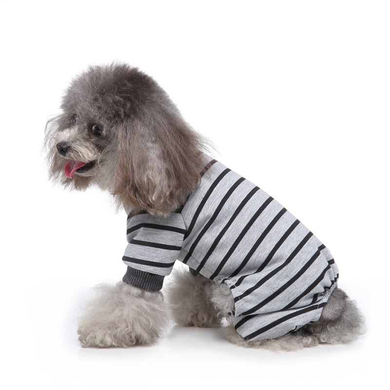 Raidallinen pyjamat koiran vaatteet koirat puku koiran haalari pentu vaatteet koiran takki pomeranian koirille vaatteet lemmikki paita chihuahua