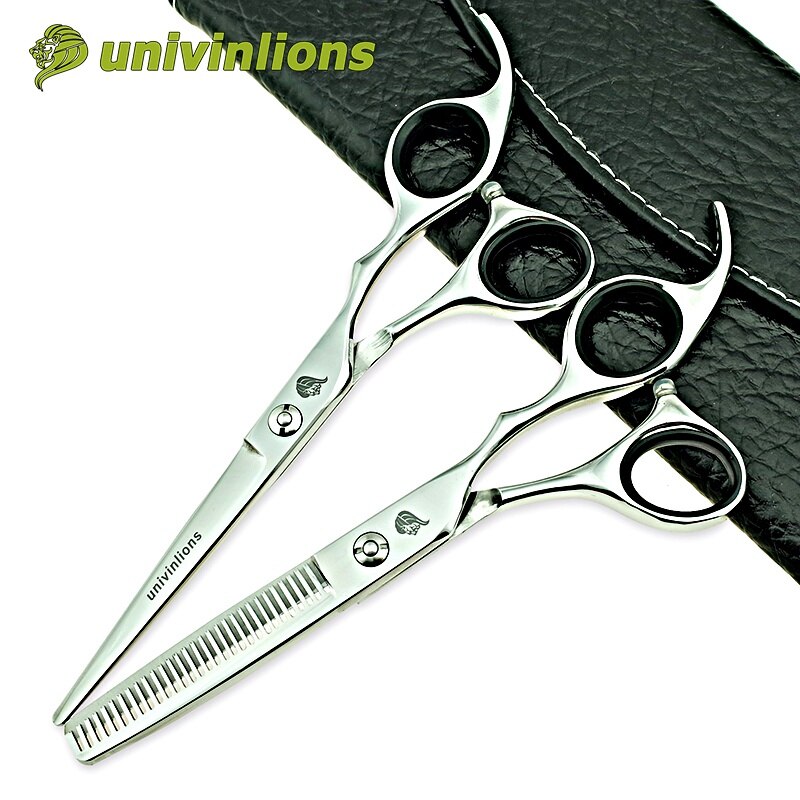 univinlions 6 inch micro serrated hairdressing scissors hairdresser small teeth hair scissors haircut shears: set leather case