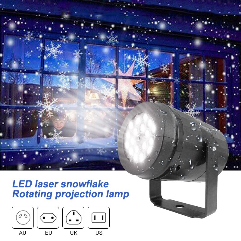 Proiettore di fiocchi di neve luce super luminosa spostare neve natale portato luci laser esterno impermeabile prato paesaggio decorazioni per feste di natale