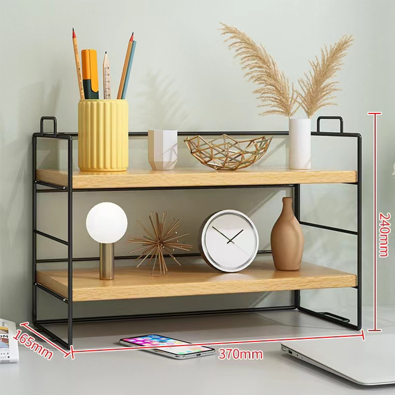 Desktop shelf desk bookshelf simple multi-layer Sorting and storage small shelves: black