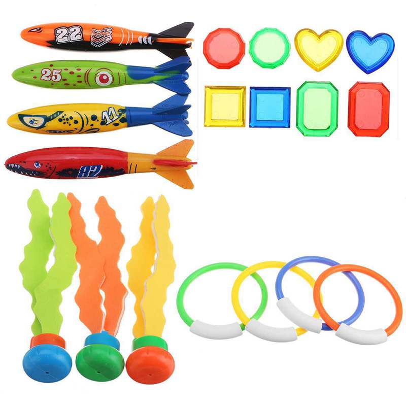 19Pcs Swimming Pool Toy Underwater Diving Toy Set Parent-Child Interaction Toy Diving Training Aquatic Toy for Kids: Default Title