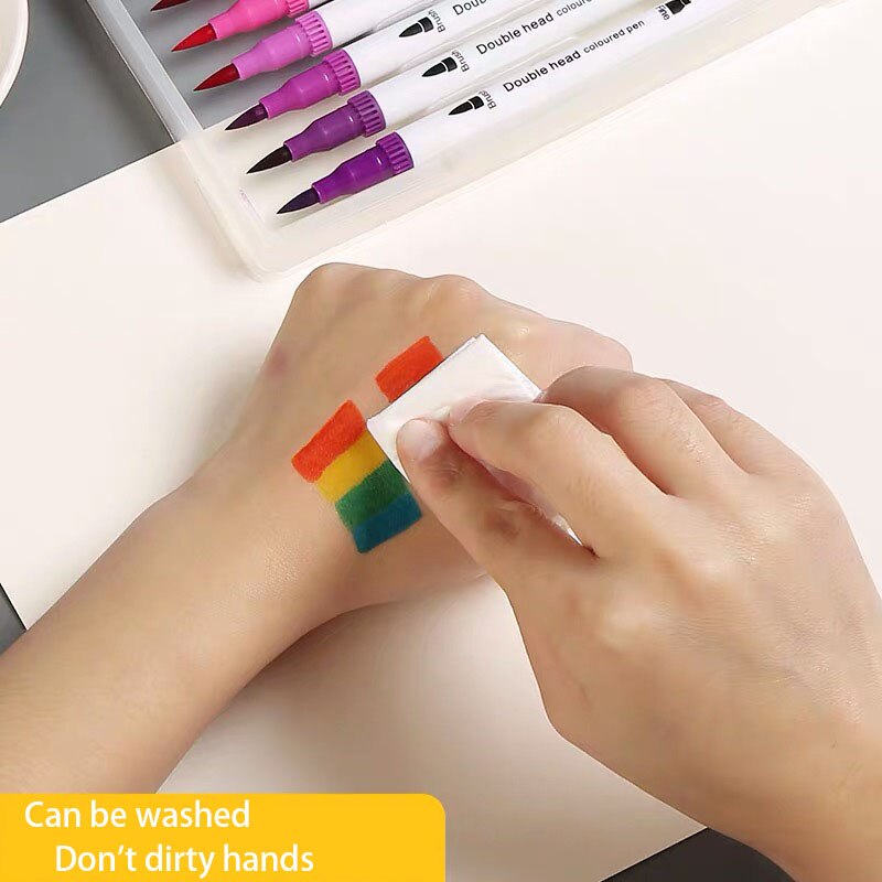 100 Kleur Zachte Hoofd Aquarel Pen Kinderen Basisschool Met 24 Kleur 36 Kleur Dubbele Hoofd Wasbare Aquarel Pen Art suppli