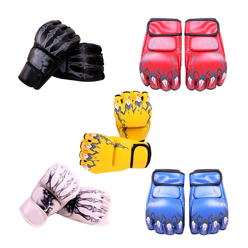 448D 1 para PU skórzane rękawice bokserskie pół palca rękawice bokserskie rękawice treningowe rękawice Kickboxing dla dorosłych