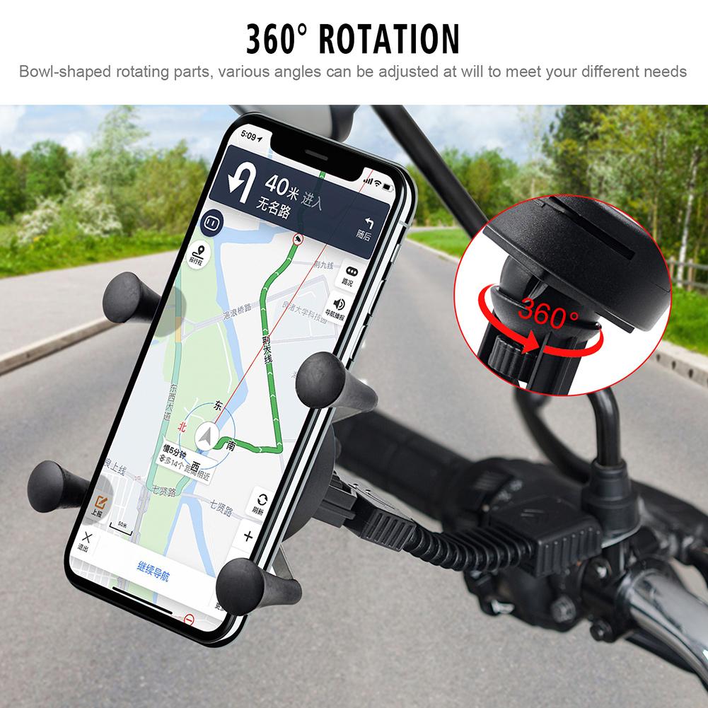 Telefoon Houder Shockproof 360 Roterende Bevestiging Navigatie Mobiele Telefoon Stand Voor Achteruitkijkspiegel Motorfiets Elektrische Auto Universal