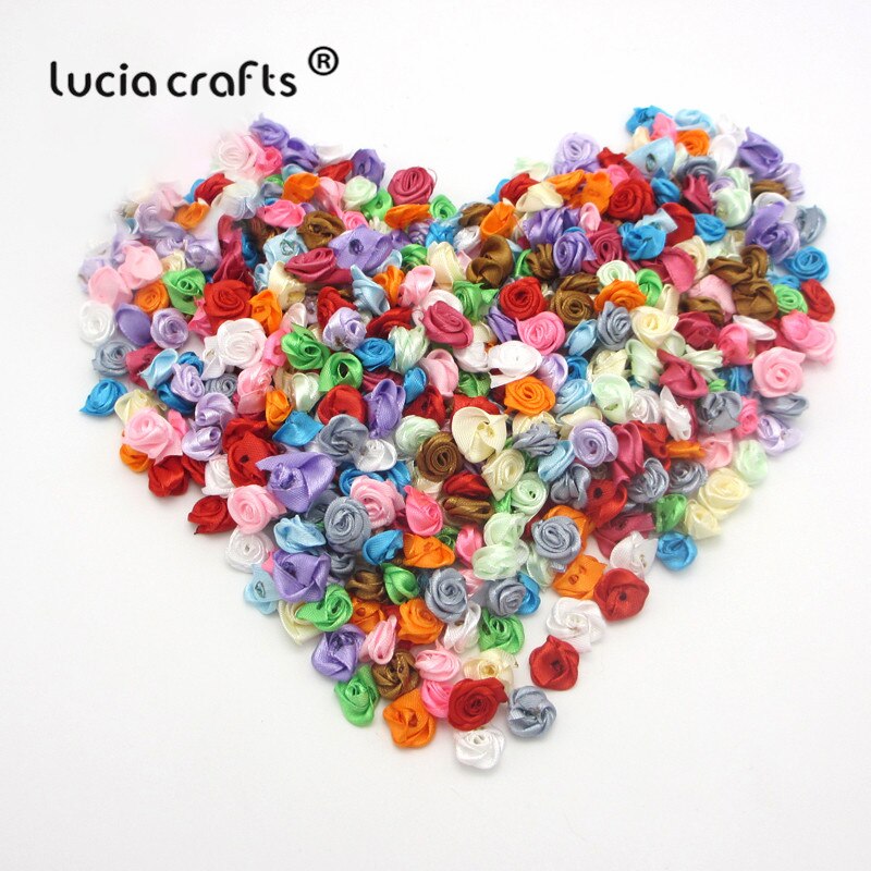 Lucia rzemieślnictwo 50-144 sztuk/worek 10mm satynowa kwiat głowy dziewczyny robić kokardki robić włosów nakrycia głowy robić ubrania DIY rękodzieło B0103: 15mm  100szt
