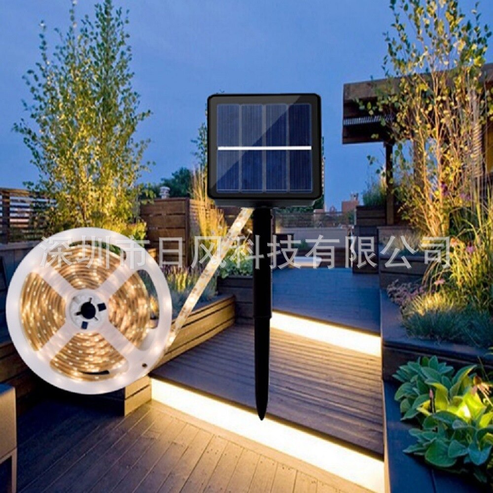 Utendørs solar led strip lys vanntett luces led lights hage dekorasjon lys tape strips fleksible plen lamper smd 2835 5m: Varm hvit