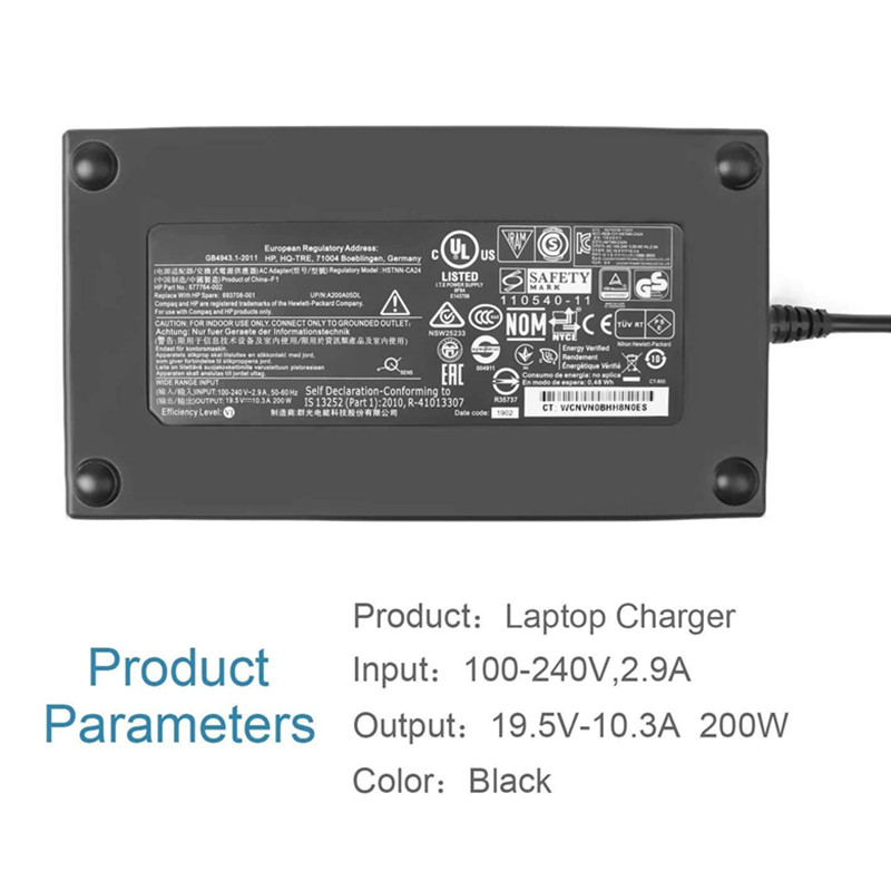 19.5V 10.3A 200W 4.5*3.0mm AC Power Adapter Laptop Charger For HP ZBook 17 G5 G3 OMEN 15 17 TPN-CA03 TPN-DA10 ADP-200HB B