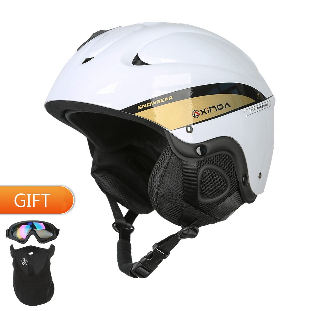 Xinda skihjelm skateboard integreret støbt varm hjelm cykelhjelm til mænd og kvinder snowboard snehjelm: Hvid / L
