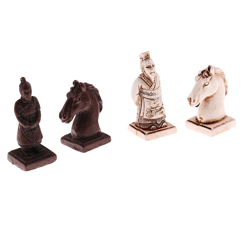 32x Resin Chinese Chess Board with Wood Table Antique Collectibles