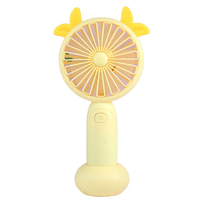 Cute Round Shape Portable Fan Small Antlers Horn Decorative Handheld Air Cooler L69D: 5