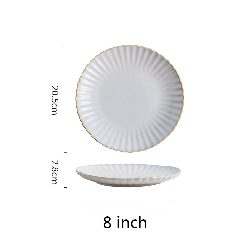 Juego de platos de cerámica blanca PARA CENA, plato para carne, ensalada, postre, desayuno, taza de café, Serie de vajilla de estilo nórdico: 8 Inch Plate