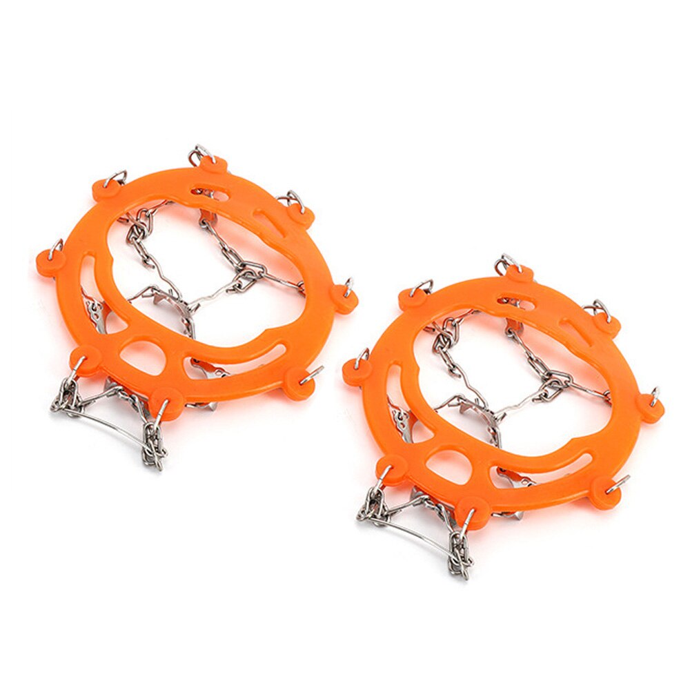 Pinzas de hielo con dientes de acero para escalada, botas antideslizantes, tacos de agarre, equipo de esquí al aire libre, 1 par: Orange 10 teeth