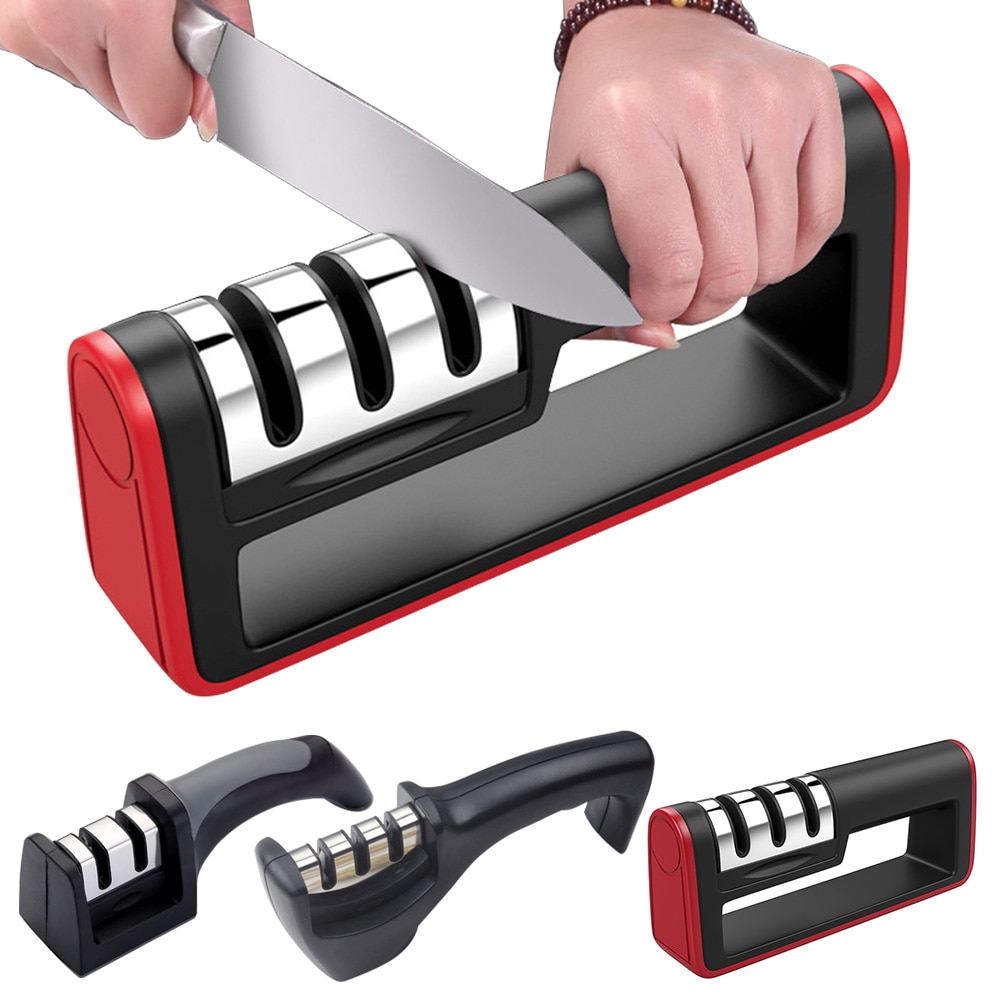 Kitchen Quick Kitchen 3 Stages Sharpener Knife Grinder Non-Slip Silicone Rubber