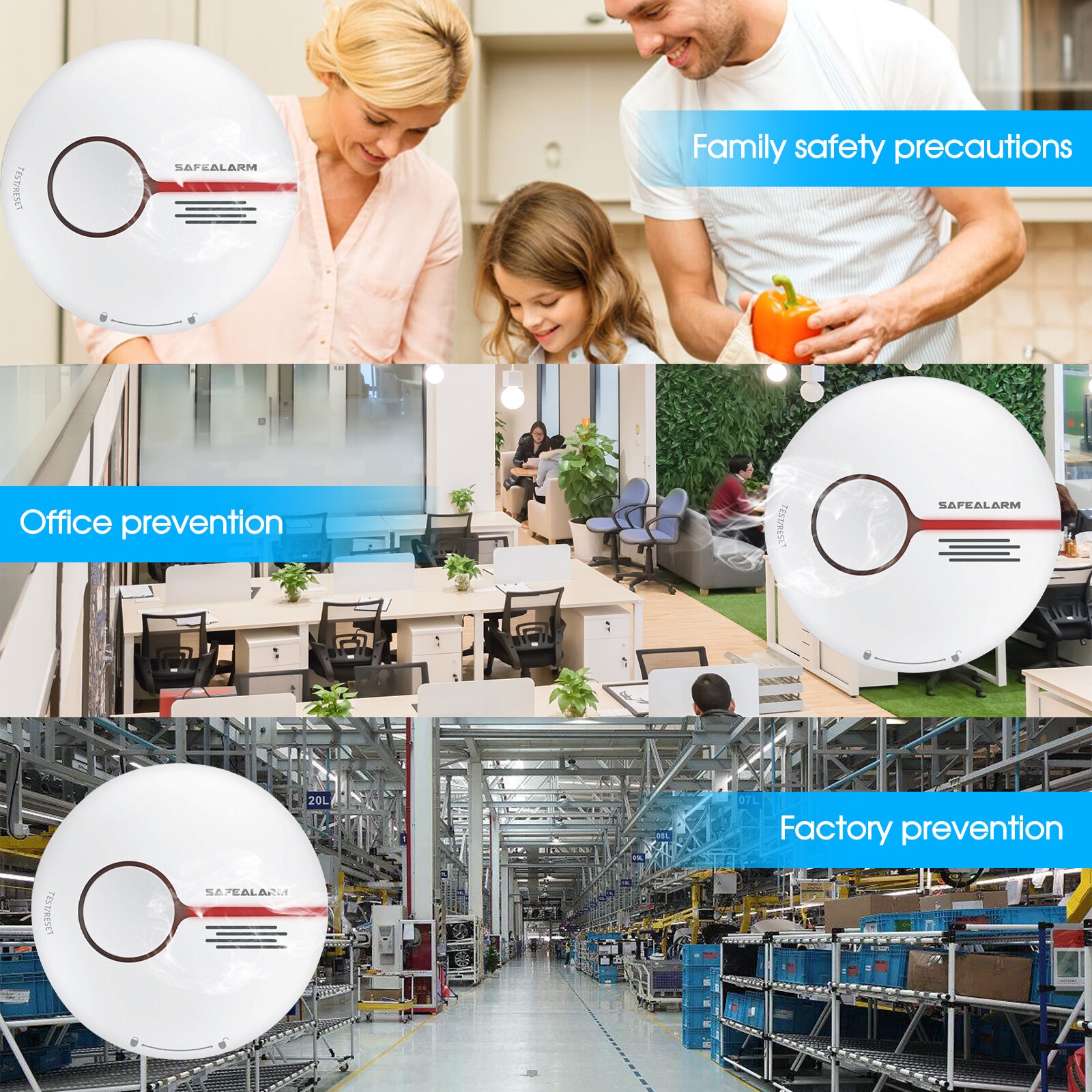 Wifi Smoke Detector Smart Fire Alarm Sensor Wireless Security System Smart Life Tuya APP Control Smart Home For Home Kitchen