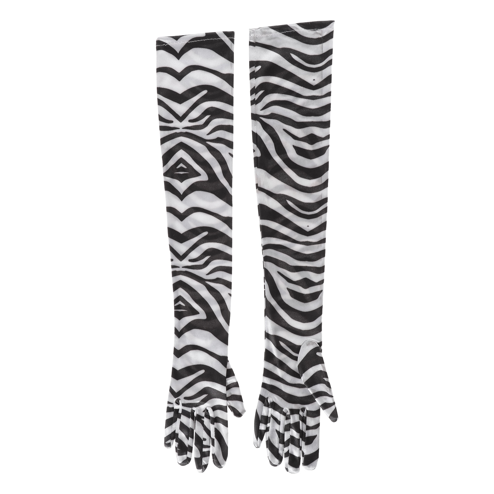 1Pair Elbow Leopard Zebra Print Gloves Full Finger Satin Gloves Unisex Adult Breathable Gloves for Evening Opera Outdoor: Zebra Print