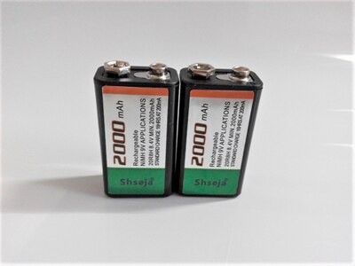 Large capacity SHSEJA 2000mAh 9V rechargeable battery 9 volt Ni-MH battery for Microphone: 2PCS