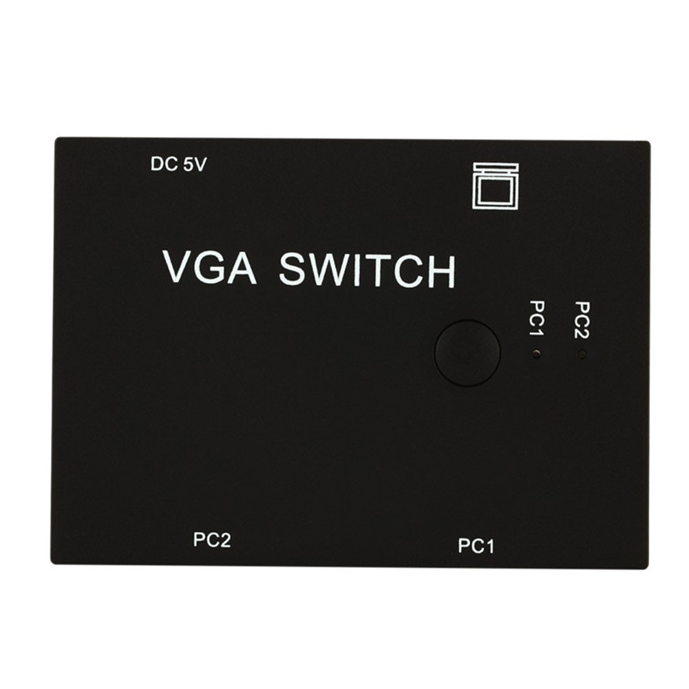 2 Port 1920x1440 Resolution Metal VGA Switch With Cable Accessories Wide Screen Video Sharing Box Splitter Black For PC Monitor