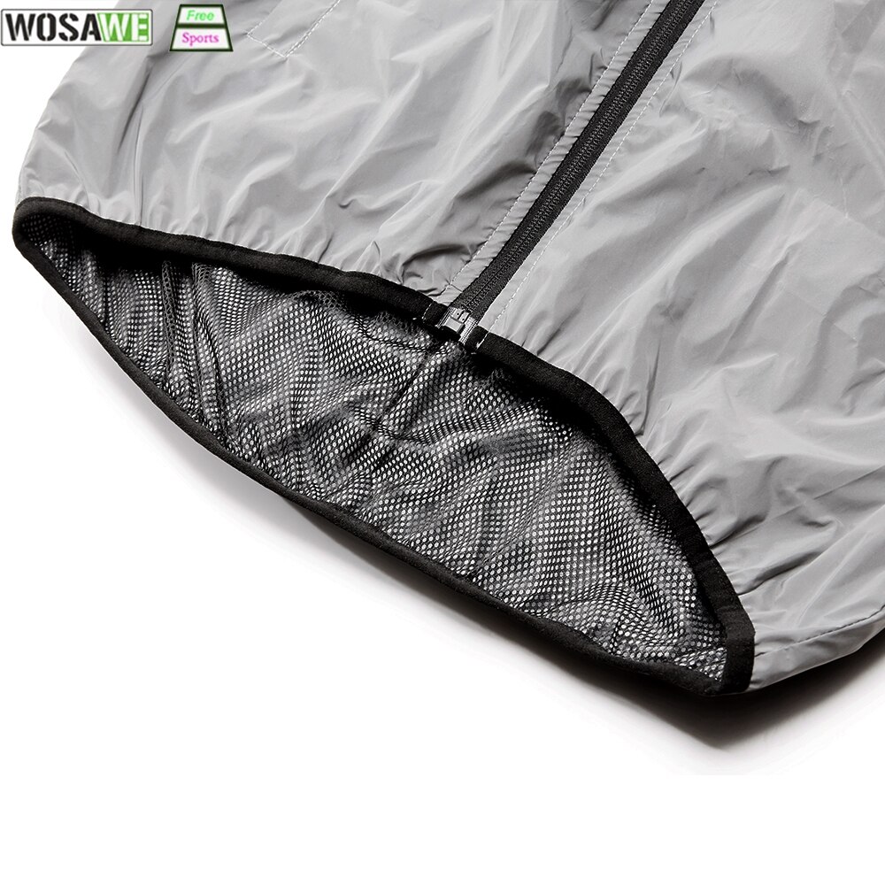 WOSAWE Full Reflective Cycling Jacket Night Riding Necessity Men Spring Autumn Hooded Windbreaker Windproof Waterproof Jacket