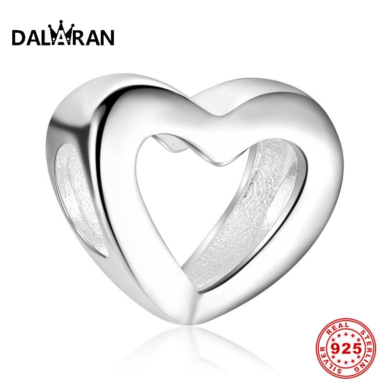 DALARAN DIY Bracelets Love Charms 100% 925 Sterling Silver Openwork Beads Fit Original Necklace For Women Jewelry Making