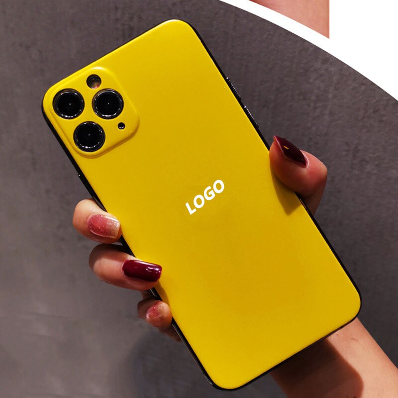Film protecteur de téléphone portable de couleur unie pour iPhone11 PRO autocollant de peau de dos de téléphone de film arrière mat doux: Jaune