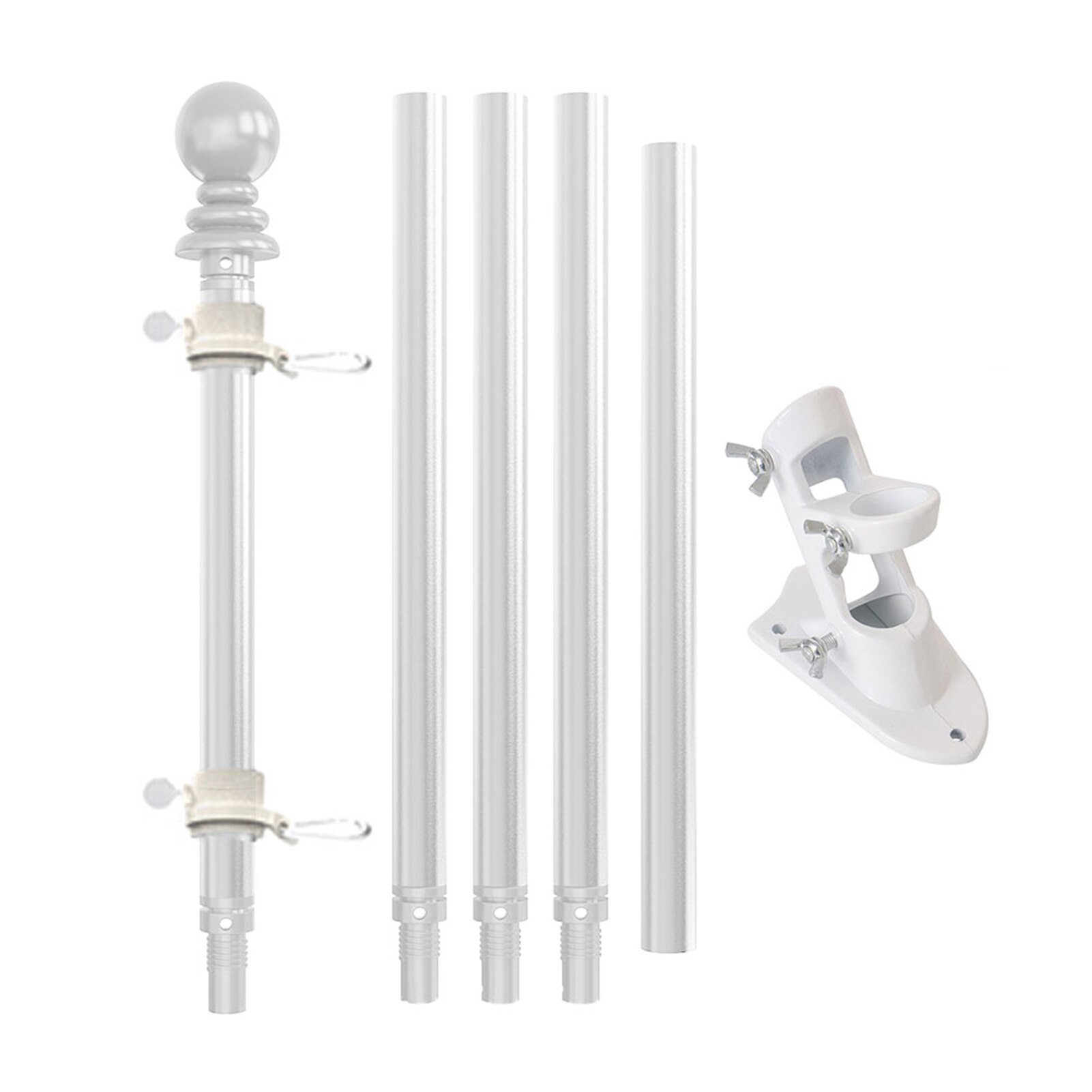 For Garden Multifunction Durable Aluminum Alloy Stable Flag Pole Kit Rotatable Outdoor Yard Easy Install With Bracket Patio