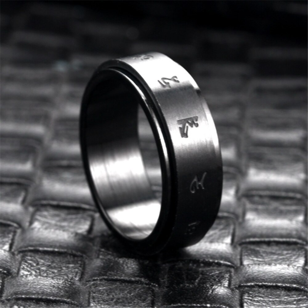 Angst Fidget Spinner Ringen Voor Mannen Boeddhisme Mantra Rvs Spinning Draaibare Ring Voor Vrouwen Cool Punk Partij Sieraden