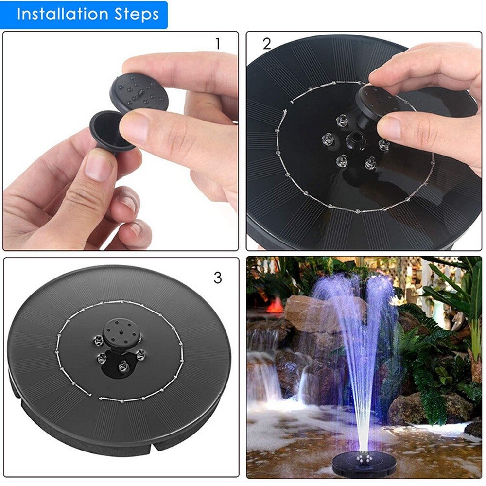 Solar Fontein Waterpomp Led Licht Ronde Vogel Bad Fontein Vijver Tuin Fontein Drijvende Terras Gazon Decoratie Licht
