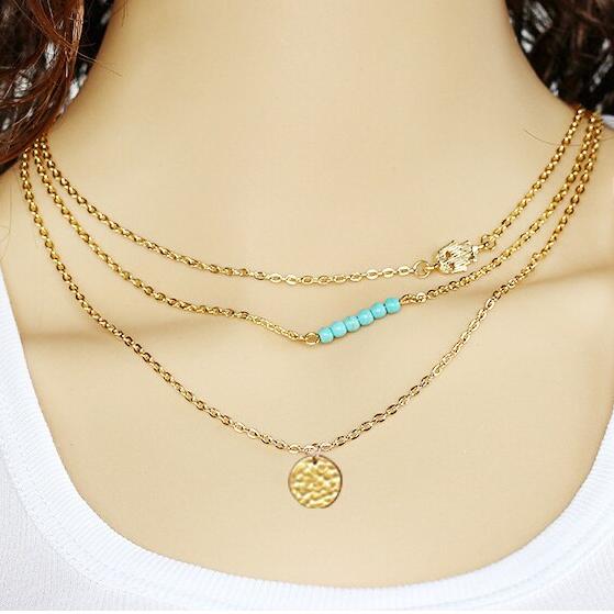 A più strati della boemia spiaggia collane per le donne delle ragazze del regalo libero del nichel lega di fj023: Default Title