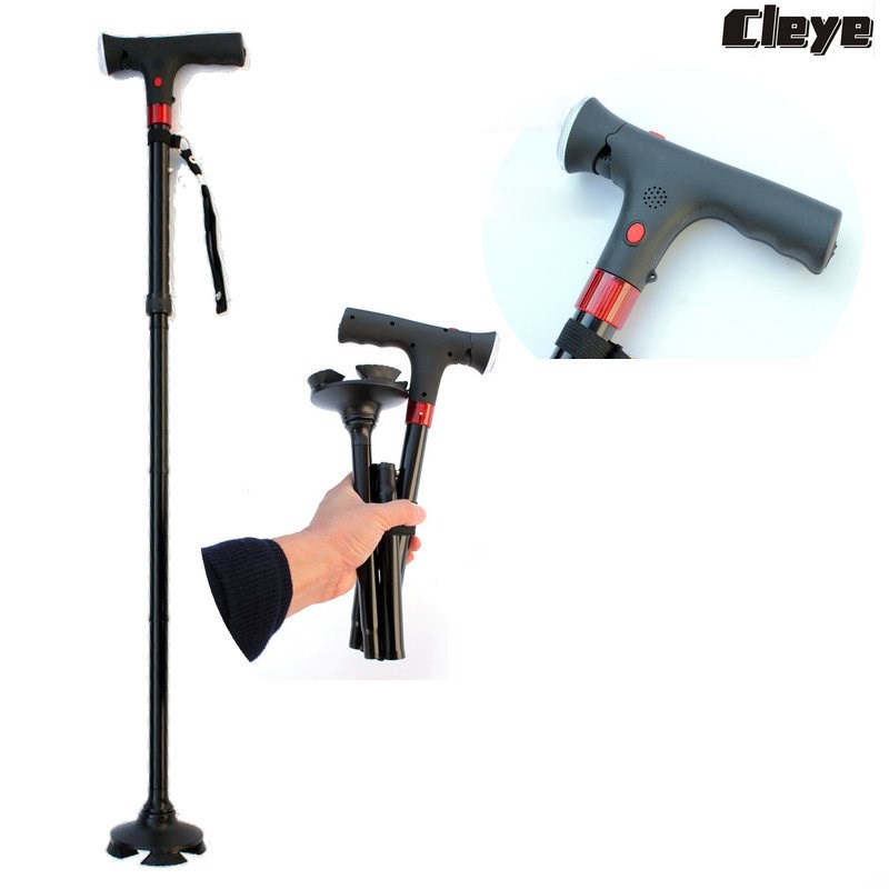 Cleye – bâton de marche intelligent et pliable pour personnes âgées, avec lumière antidérapante, béquille Ultra légère pour personnes âgées: Default Title