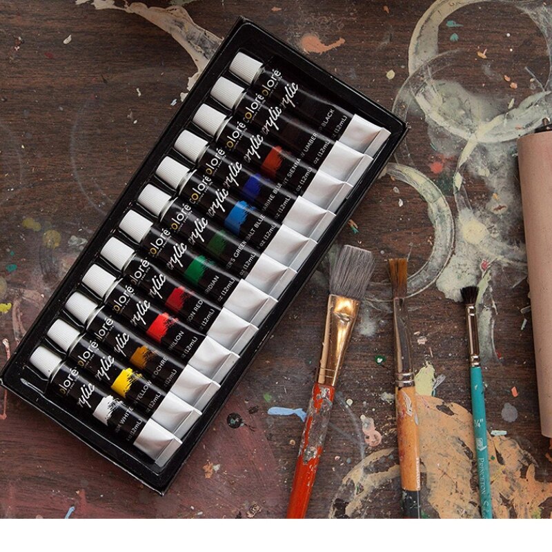 12-color Acrylic Paint Set for Children and Students Art Painting Supplies Hand-painted Wall Painting Graffiti