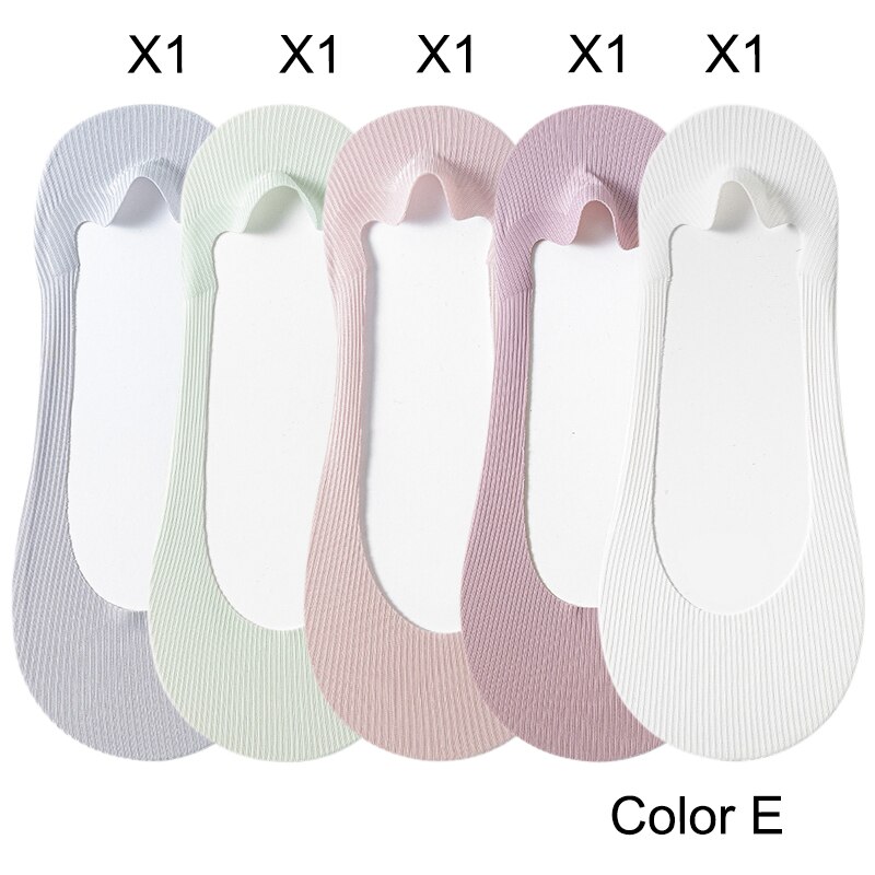 5 paar damessokken zomer ijszijde ademende pantoffels sokken onzichtbare effen kleur naadloze antislip sokken dames comfort: Bruin