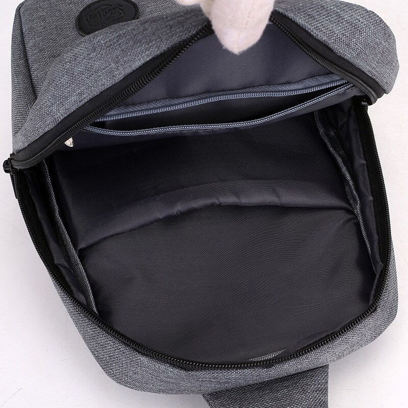 Multi-functional Crossbody Bag Casual Gray Chest Bag with USB fanny pack belt bag