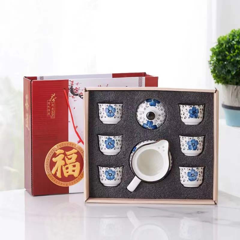 Luxury Chinese-style Tea Set Ceramic 7-piece Set Teapot Teacup Teapot Full Set of Ceramic Kung Fu Tea Set For Making Tea: 6