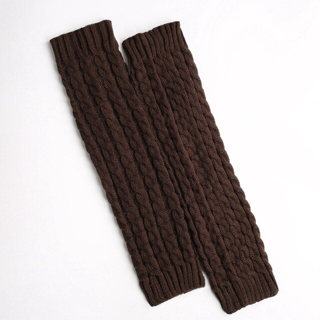 Winter Mädchen Beinlinge Gestrickte freundlicher Stiefel Socken Frauen Länge Stiefel Abdeckung Herbst Fuß Abdeckung freundlicher Knie Pad: Braun