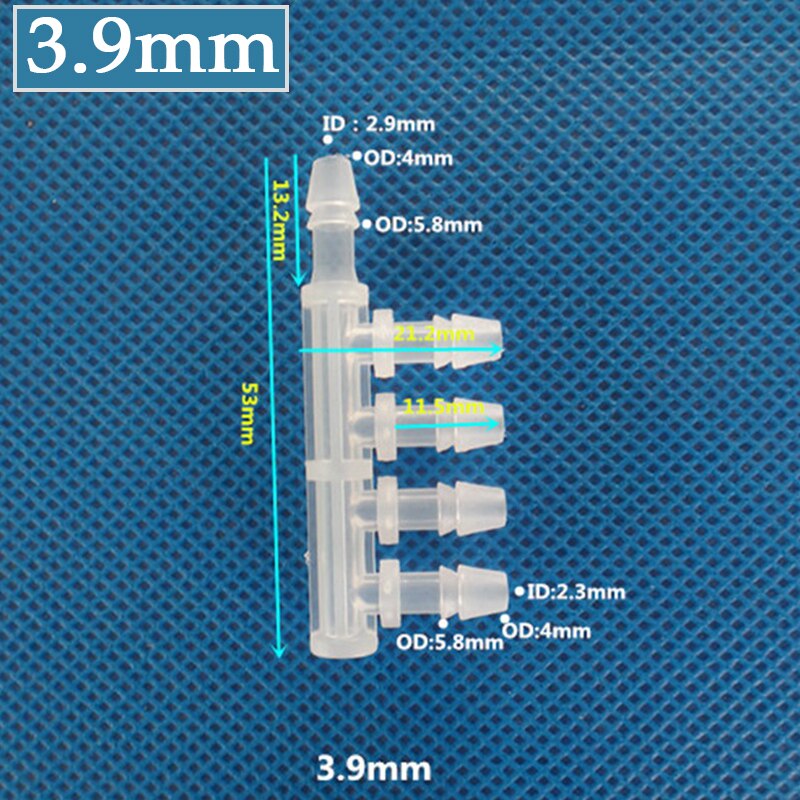 10Pcs 2.4~9.5mm PP 5-Way Connector Food Grade Equal Dia Side FIve-Ways Joint Garden Irrigation Pipe Joints Aquarium Tank Adapter: 3.9mm