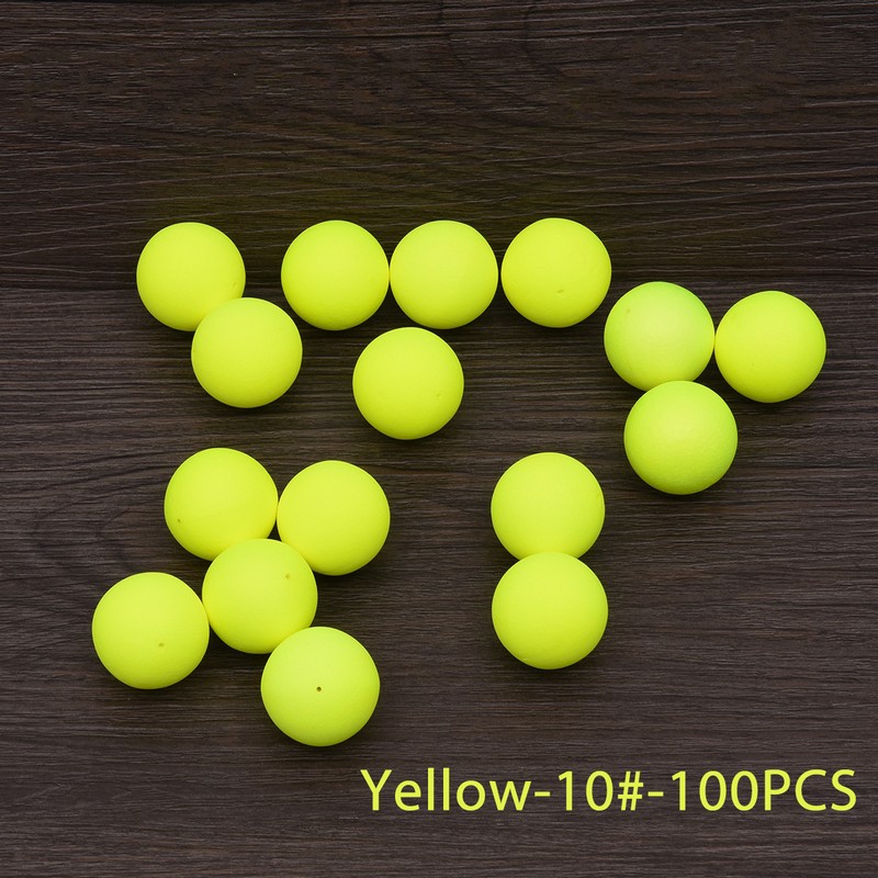 100PCS/lot φ 6.5mm-27mm EPS Foam Fishing Float Hard Balls Buoyancy Ball Float Gear Fish Float Outdoor Fishing Floating Accessory: Yellow-Size 10