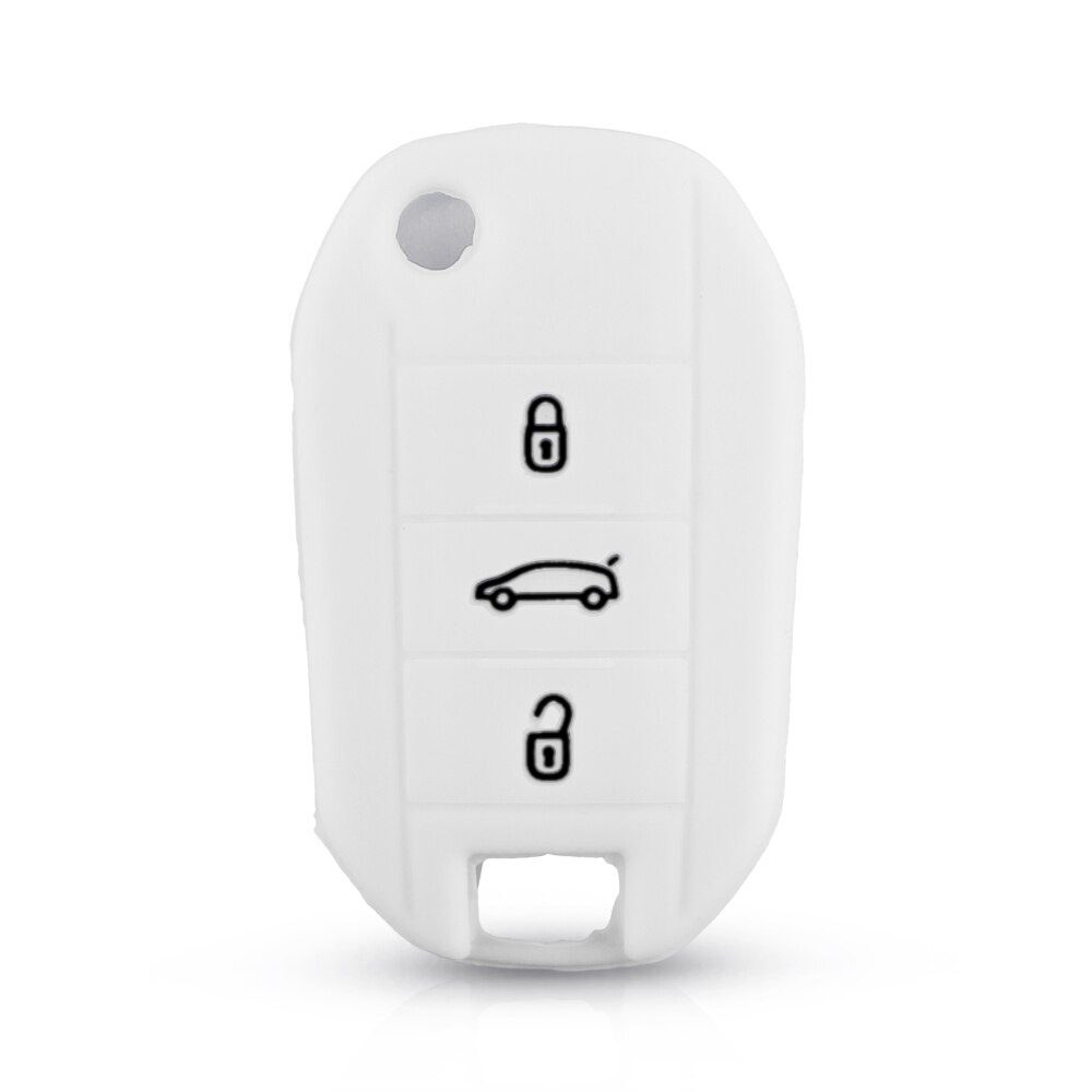 KEYYOU-funda de silicona para llave de coche, Protector de 3 botones para Peugeot 3008, 208, 308, 508, 408, , Citroen C4, CACTUS, C5, C3, C4L: White