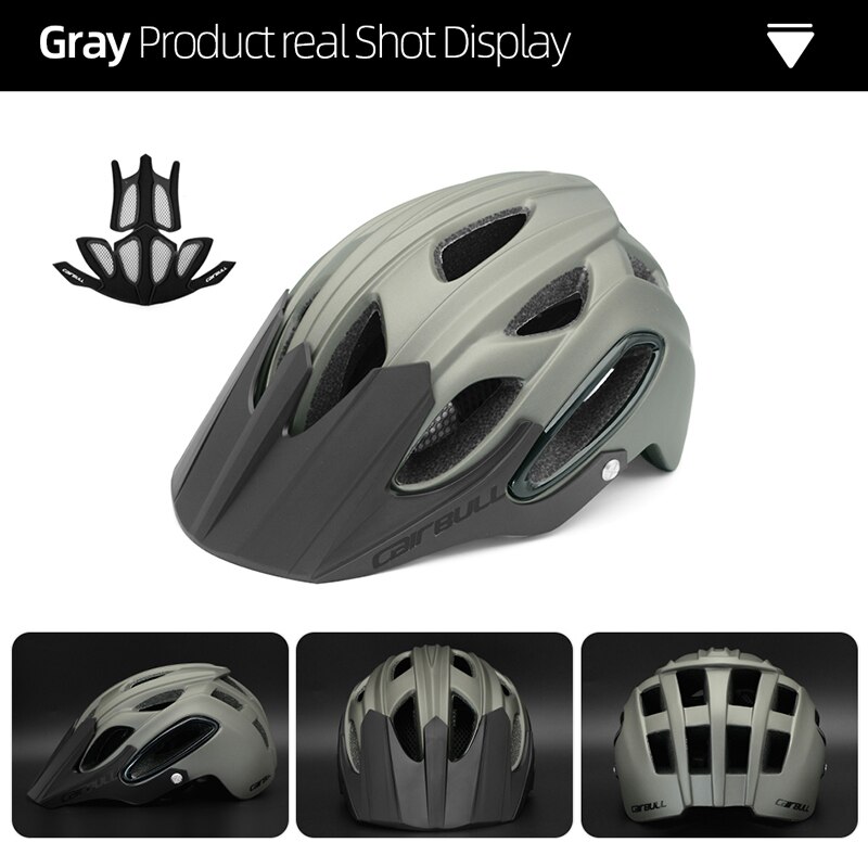 CAIRBULL – casque de vélo vtt ventilé avec visière solaire, filet anti-insectes, moulé intégralement, pour hommes et femmes adultes: Gray / L(58-62cm)